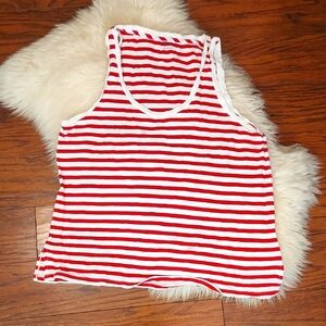 Madewell Red Striped Racer Back Cotton Tank Top